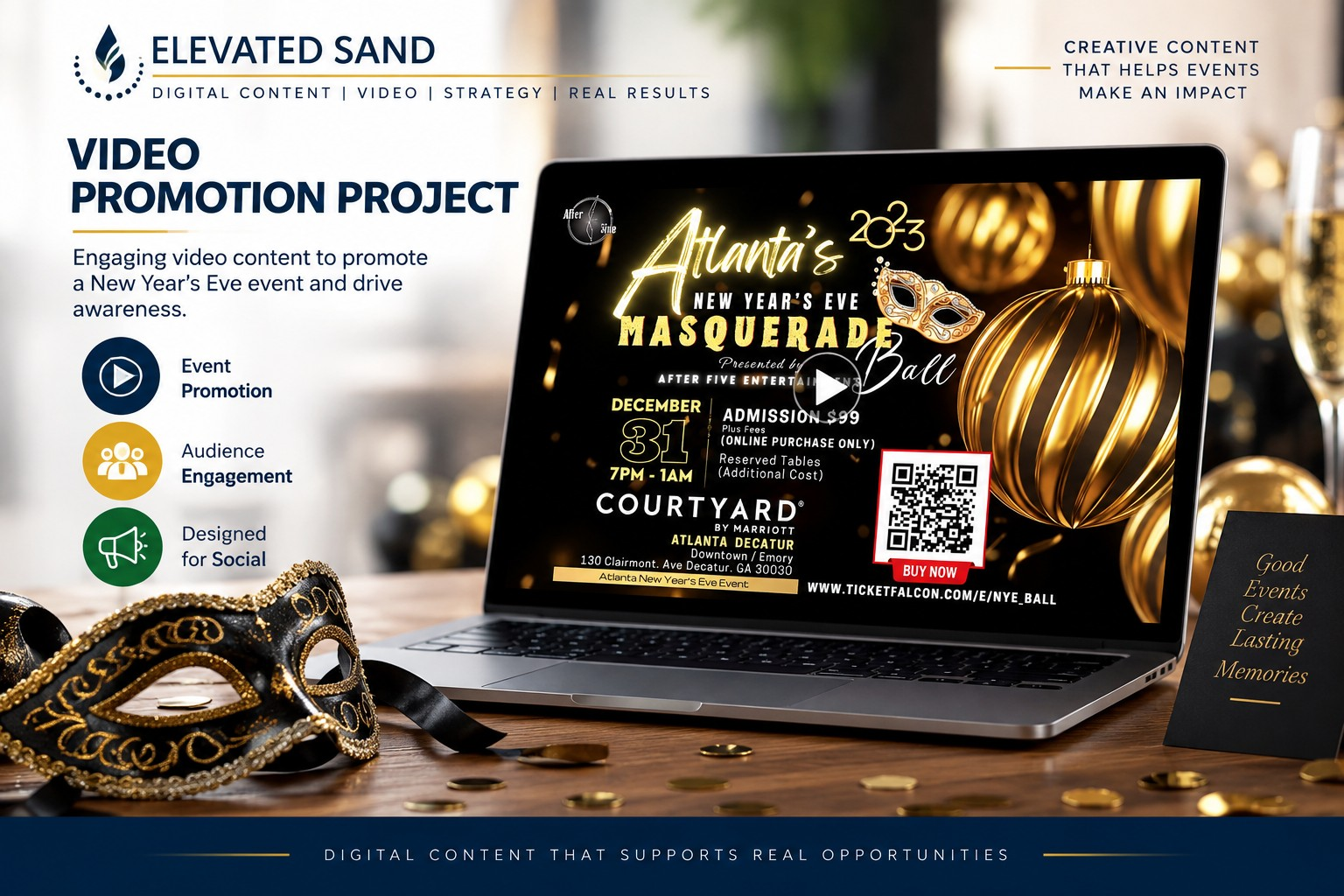 Video promotion project for After Five Entertainment’s New Year’s Eve Masquerade Ball in Atlanta